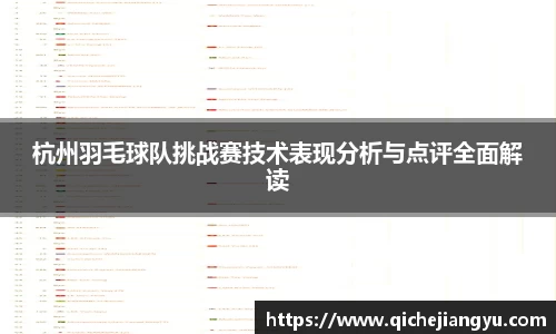 杭州羽毛球队挑战赛技术表现分析与点评全面解读