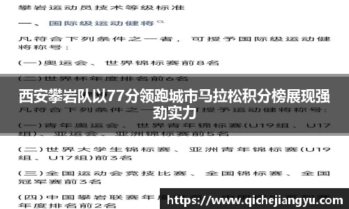 西安攀岩队以77分领跑城市马拉松积分榜展现强劲实力